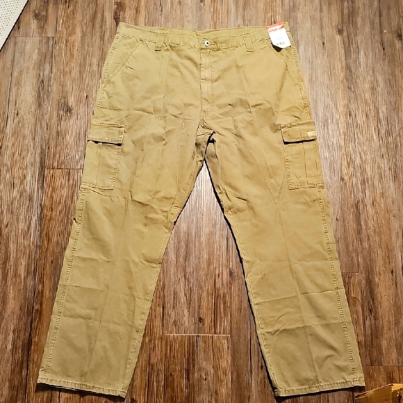 Mens Wrangler Khaki Relaxed Fit Baggy Cargo Pants 42×32 - Picture 1 of 8